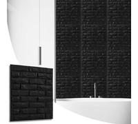 NOVECRAFTO Brick Effect 3D Wall Panels - Pack of 8 Interior Cladding Sheets Covering 21.53 sqft | 2 sqm | 3D Wall Tiles Classic Brick Design in Matt Black-Size 19.7X 19.7in / 50x50cm