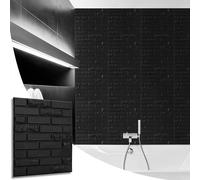 NOVECRAFTO Brick Effect 3D Wall Panels - Pack of 8 Interior Cladding Sheets Covering 21.53 sqft | 2 sqm | 3D Wall Tiles Urban Brick Design in Matt Black-Size 19.7X 19.7in / 50x50cm