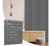 NOVECRAFTO Brick Effect 3D Wall Panels - Pack of 8 Interior Cladding Sheets Covering 21.53 sqft | 2 sqm | 3D Wall Tiles Urban Brick Design in Matt Silver Grey-Size 19.7X 19.7in / 50x50cm