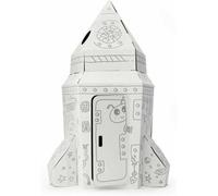 NOVECRAFTO Cardboard Spaceship Rocket Playhouse for Kids to Colour XL - Durable, Creative DIY Coloring Playhouses, Cardboard Space Shuttle Activity House for Indoor Fun, Interactive Craft Toy
