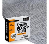 Novecrafto Carpet Imitation Self Adhesive Floor Tiles - 30 Pack Covers 30 Ft² (2.79 M²) - Peel And Stick Flooring - Grey Faux Carpet Effect