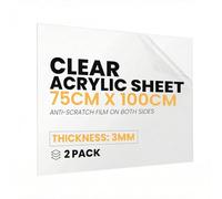 NOVECRAFTO Clear Acrylic Sheet, 2 Pack - 3mm Thick, 750mm x 1000mm Durable Plexiglass Perspex Sheet - Transparent Plastic Acrylic Board For DIY Craft, Greenhouse Glass Replacement