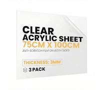 NOVECRAFTO Clear Acrylic Sheet, 3 Pack - 3mm Thick, 750mm x 1000mm Durable Plexiglass Perspex Sheet - Transparent Plastic Acrylic Board For DIY Craft, Greenhouse Glass Replacement