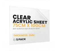 NOVECRAFTO Clear Acrylic Sheet, 5 Pack - 3mm Thick, 750mm x 1000mm Durable Plexiglass Perspex Sheet - Transparent Plastic Acrylic Board For DIY Craft, Greenhouse Glass Replacement