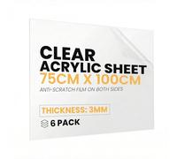 NOVECRAFTO Clear Acrylic Sheet, 6 Pack - 3mm Thick, 750mm x 1000mm Durable Plexiglass Perspex Sheet - Transparent Plastic Acrylic Board For DIY Craft, Greenhouse Glass Replacement