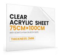 NOVECRAFTO Clear Perspex Sheet, Clear Acrylic 2mm, 750x1000mm, Single Sheet | Plexiglass Sheet for Shed Windows, Greenhouse Glass Replacement, Signs and Displays; Rigid Transparent Panel for DIY Crafts