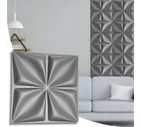 Novecrafto Decorative 3D Wall Panels (50X50Cm) Pack Of 6 Sheets Cover 16.15Ft² (1.5M²) Cladding Panels Decorative Modern Flora Silver Design