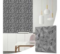 Novecrafto Decorative 3D Wall Panels (50X50Cm) Pack Of 6 Sheets Cover 16.15Ft² (1.5M²) Cladding Panels Diamond Prestige Design In Silver-Grey