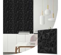 NOVECRAFTO Diamond Prestige Effect 3D Wall Panels - 6 Sheets1.5 sqm | 16.15 sqf Interior Cladding Panels Set | 3D Wall Tiles Diamond Prestige Design in Matt Black - Each Panel Size 19.6" x 19.6"