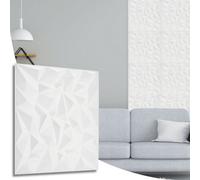 Novecrafto Decorative 3D Wall Panels (50X50Cm) Pack Of 6 Sheets Cover 16.15Ft² (1.5M²) Cladding Panels Diamond Prestige Design In Matt White