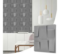 Novecrafto Decorative 3D Wall Panels (50X50Cm) Pack Of 6 Sheets Cover 16.15Ft² (1.5M²) Cladding Panels Geometric Square In Matt Grey-Silver