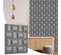 NOVECRAFTO Lattice Effect 3D Wall Panels - 6 Sheets Covering - 1.5 sqm | 16.15 sqf Interior Cladding Set | 3D Wall Tiles Square Grid Lattice Design in Matte Grey - Each Panel Size 19.6" x 19.6"