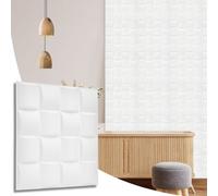 NOVECRAFTO Lattice Effect 3D Wall Panels - 6 Sheets Covering - 1.5 sqm | 16.15 sqf Interior Cladding Set | 3D Wall Tiles Square Grid Lattice Design in Matte White - Each Panel Size 19.6" x 19.6"