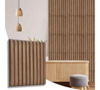 Novecrafto Decorative 3D Wall Panels (50X50Cm) Pack Of 6 Sheets Cover 16.15Ft² (1.5M²) Interior Cladding 3D Fluted Line Design Matte Wooden