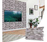 Novecrafto Decorative 3D Wall Panels (96X48 Cm) Pack Of 6 Sheets Cover 2.76 M² (29.76 Ft²) Pvc Wall Cladding In Light Grey Slim Stone Brick