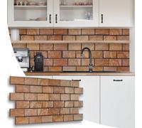 Novecrafto Decorative 3D Wall Panels (96X48 Cm) Pack Of 6 Sheets Cover 2.76 M² (29.76 Ft²) Pvc Wall Cladding In Light Brown Rustic Brick