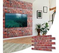 NOVECRAFTO Old Retro Design 3D - 37.79 x 18.89 in (96x48cm) -6 Sheets Covering 29.76 sqft (2.76 sqm) - Office Kitchen Living Room PVC Cladding - Old Red Retro Brick Effect Wall Panels Pattern