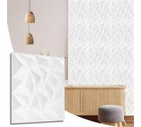 NOVECRAFTO Diamond Design 3D Wall Panels - 8 Sheets Covering 2 sqm | 21.53 sqf Interior Cladding Panels Set | 3D Wall Tiles Diamond Effect in Matte White - Each Panel Size 19.6" x 19.6"