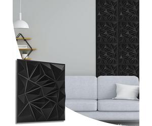 NOVECRAFTO Diamond Effect 3D Wall Panels - 10 Sheets Covering 2.5 sqm | 26.91 sqf Interior Cladding Panels Set | 3D Wall Tiles Diamond Design in Matte Black - Each Panel Size 19.6" x 19.6"