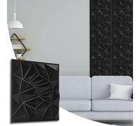 NOVECRAFTO Diamond Effect 3D Wall Panels - 16 Sheets Covering 4 sqm | 43.06 sqf Interior Cladding Panels Set | 3D Wall Tiles Diamond Design in Matte Black - Each Panel Size 19.6" x 19.6"