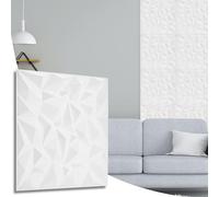 NOVECRAFTO Diamond Prestige Effect 3D Wall Panels - 18 Sheets Covering 4.5 sqm | 48.44 sqf Interior Cladding Set | 3D Wall Tiles Diamond Prestige Design in Matt White - Each Panel Size 19.6" x 19.6"