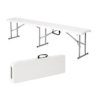 Novecrafto Durable 6ft Folding Bench Seat - Portable Plastic Bench with Convenient Carry Handle for Garden, Picnic, Party, & Camping in White Novecrafto White