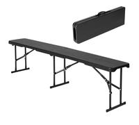 Durable 6ft Folding Bench Seat - Portable Plastic Bench with Convenient Carry Handle for Garden, Picnic, Party, and Camping Novecrafto Black One Size