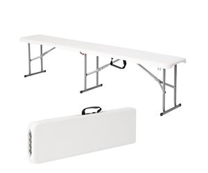 Novecrafto Durable 6ft Folding Bench Seat - Portable Plastic Bench with Convenient Carry Handle for Garden, Picnic, Party, & Camping in White Novecrafto White