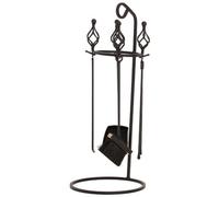 Novecrafto Essential Fireplace Accessories - Sl lack Log Burner Tools - Sturdy Metal & Timeless Design - Fireside Companion Set For Homes