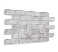 NOVECRAFTO Faux Brick Decorative 3D Wall Panels - 37.79 x 18.89 in (96x48cm) -4 Sheets Covering 19.84 sqft (1.84 sqm) - Kitchen Office Living Room Cladding Panels - Grey Faux Brick Effect Pattern