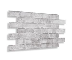 NOVECRAFTO Faux Brick Decorative 3D Wall Panels - 37.79 x 18.89 in (96x48cm) -8 Sheets Covering 39.68 sqft (3.69 sqm) - Kitchen Office Living Room Cladding Panels - Grey Faux Brick Effect Pattern