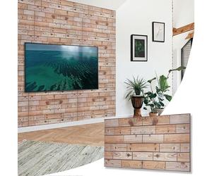 NOVECRAFTO Faux Wood Effect Wall Panels - 6 Sheets Covering 2.76 sqm | 29.76 sqft Moisture Resistant PVC Plastic Cladding - 96 cm x 48cm | 37.79 x 18.89 in - Decorative Natural Oak Wood Pattern