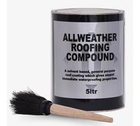 Flat Roof Waterproofing Compound 5L with Application Brush - Quality Flat Roof Sealant Paint - House and Shed Roofing Repair and WaterProof Coating DIY - for Bitumen, Asphalt, Felt, Concrete, Metal