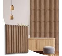 NOVECRAFTO Fluted Line Effect 3D Wall Panels - Pack of 14 Sheets 37.67 sq ft (3.5 sqm) - Decorative Cladding Panel Size 19.6"x19.6" (50x50cm) - PVC Wall Panelling Fluted Line Design in Matte Wooden