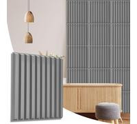 NOVECRAFTO Fluted Line Effect 3D Wall Panels - Pack of 6 Sheets 16.15 sq ft (1.5 sqm) - Decorative Cladding Panel Size 19.6"x19.6" (50x50cm) - PVC Wall Panelling Fluted Line Design in Matte Grey