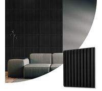 NOVECRAFTO Fluted Line Effect 3D Wall Panels - Pack of 8 Sheets 21.53 sq ft (2 sqm) - Decorative Cladding Panel Size 19.6"x19.6" (50x50cm) - PVC Wall Panelling Fluted Line Design in Matte Black