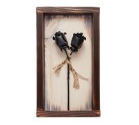 Novecrafto Mountable Wooden Frame With Black Forged Iron Roses - Ideal Iron Gifts For 6Th Anniversary - Wrought Iron And Wood Fusion For Her