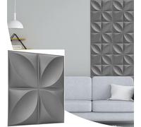 NOVECRAFTO Geometric Effect 3D Wall Panels - 10 Sheets Covering 2.5 sqm | 26.91 sqf Interior Cladding Set | 3D Wall Tiles in Grey Silver with Geometric Convex Shape - Each Panel Size 19.6" x 19.6"