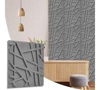 NOVECRAFTO Geometric Effect 3D Wall Panels - 6 Sheets Covering 1.5 sqm | 16.15 sqf Interior Cladding Panels Set | 3D Wall Tiles Geometric Line Design in Matt Grey - Each Panel Size 19.6" x 19.6"