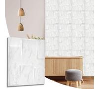 NOVECRAFTO Geometric Effect 3D Wall Panels - 6 Sheets Covering 1.5 sqm | 16.15 sqf Interior Cladding Set | 3D Wall Tiles Geometric Squares Design in Matt Marble - Each Panel Size 19.6" x 19.6"