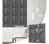 NOVECRAFTO Geometric Effect 3D Wall Panels Pack of 20 Sheets 53.82 sq ft (5 sqm), Decorative Cladding Panel Size 19.7"x19.7" (50x50cm) PVC Panel in Silver with Diamond Geometric Pattern