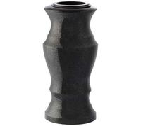 Novecrafto Granite Memorial Vase For Flowers - 30Cm Tall, Solid Black Stone Round Vase With Insert Grid For Cemetery, Grave Or Garden Use