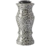 Novecrafto Granite Memorial Vase For Flowers - 30Cm Tall, Solid Grey Stone Round Vase With Insert Grid For Cemetery, Grave Or Garden Use