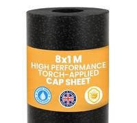 Premium Torch-On Heavy Duty Roofing Felt - Durable Mineral Capsheet - SBS Modified Bitumen Membrane - 26.25 ft (8m) Roll, 3.28 ft (1m) Wide, 8lbs/ft² (3,62kg /m²) Weight, Black