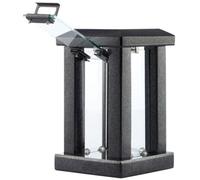 Large Granite Candle Lantern - H 22.6" (32cm) Highly Polished Black Stone - Heavy & Elegant Indoor or Outdoor Lantern, Versatile Use for Garden, Terrace, or Home - Square Modern Design