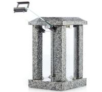 Large Granite Candle Lantern - H 22.6" (32cm) Highly Polished Grey Stone - Heavy & Elegant Indoor or Outdoor Square Lantern, Versatile Use for Garden, Terrace, or Home - Modern Design
