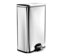 Novecrafto Large Kitchen Bin 50L With Soft Close - 70Cm High - Silver Stainless Steel Pedal Bin With Removable Inner Plastic Bucket For Waste