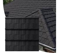 NOVECRAFTO Metal Roofing Sheets 15 Pack 7.1m², Black Shed Roof Shingles | Black tile-effect profile for shed roof covering, 134 x 42 cm, 0.25 mm aluminium-zinc steel, premium stone-coated finish