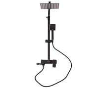 Novecrafto Modern Shower Mixer Set - Adjustable Anti-Calc 3-Function with Rainfall Shower Head, Handheld Shower Bar in Black Novecrafto Black