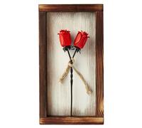 Novecrafto Mountable Wooden Frame with Forged Iron Roses - Ideal Iron Gifts for 6th Anniversary - Wrought Iron & Wood Fusion for Her in Red Novecrafto Red